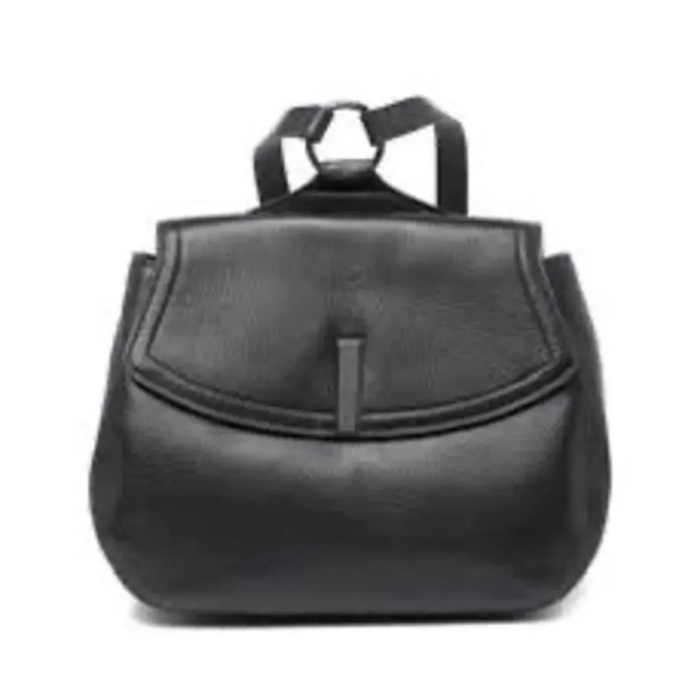 Halston Heritage Black Leather Mini Backpack Suede Lined Minimalist Quiet Luxury